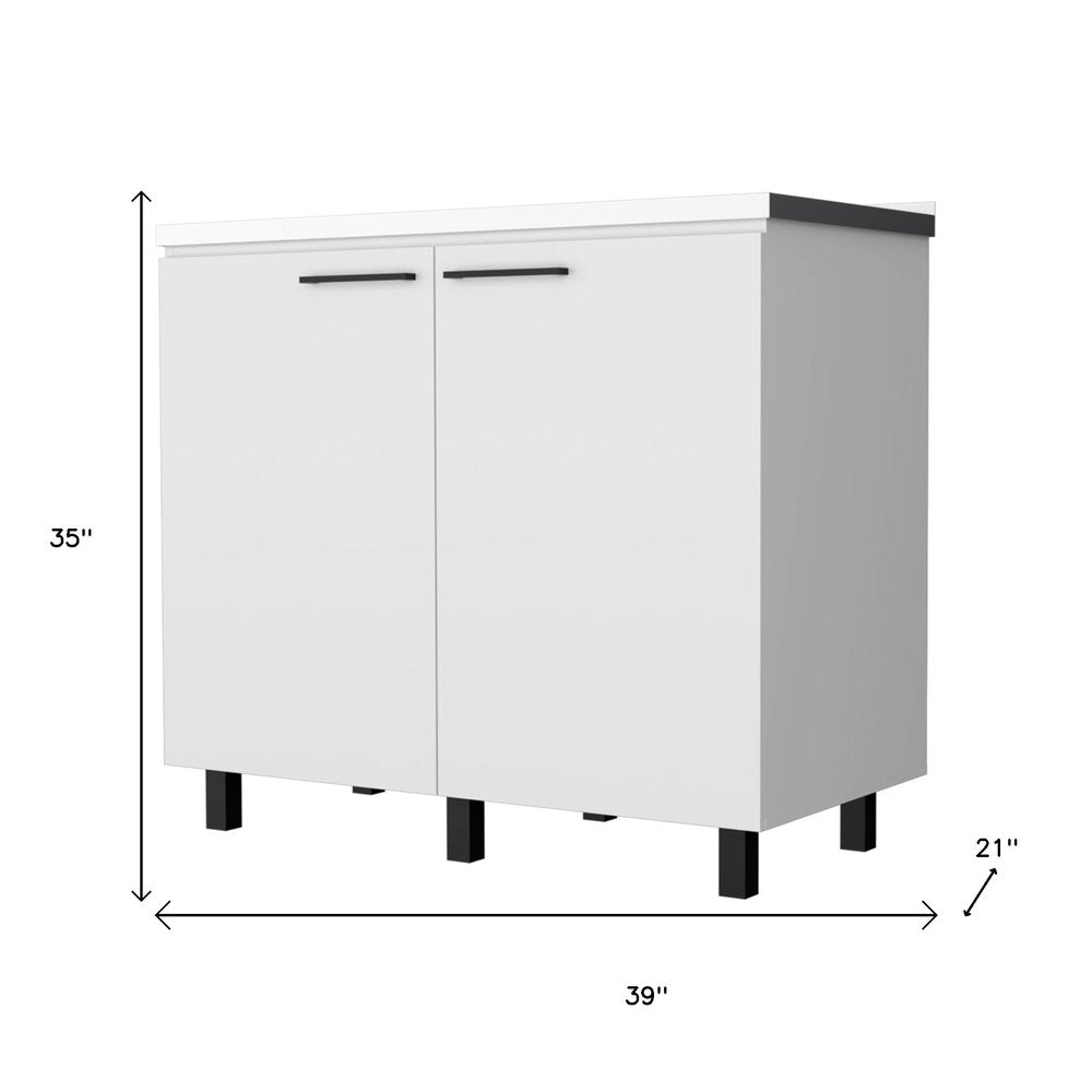 39" Black And Silver Accent Cabinet With One Shelf