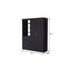 59" Black Accent Cabinet Soft Close With Three Shelves And One Drawer