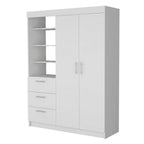 59" White Accent Cabinet Soft Close With Three Shelves And Three Drawers