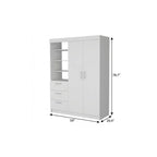 59" White Accent Cabinet Soft Close With Three Shelves And Three Drawers
