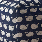 17" Blue Cotton Whale Pouf Cover