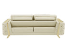 Three Piece Indoor Beige Italian Leather Six Person Seating Set