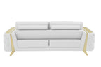 Three Piece Indoor White Italian Leather Six Person Seating Set