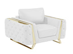 Three Piece Indoor White Italian Leather Six Person Seating Set