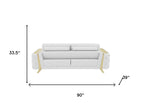 Two Piece Indoor White Italian Leather Five Person Seating Set