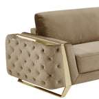Two Piece Indoor Beige Velvet Five Person Seating Set