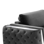 Three Piece Indoor Dark Gray Velvet Six Person Seating Set