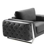 Three Piece Indoor Dark Gray Velvet Six Person Seating Set