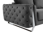 Three Piece Indoor Dark Gray Velvet Six Person Seating Set