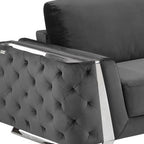 Two Piece Indoor Dark Gray Italian Leather Five Person Seating Set