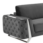 Two Piece Indoor Dark Gray Italian Leather Five Person Seating Set