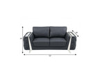 72" Dark Gray And Silver Genuine Leather Loveseat