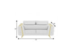 72" White And Gold Genuine Leather Loveseat