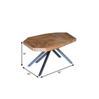 42" Brown And Black Wood And Iron Free Form Coffee Table