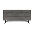 61" Gray Solid Wood Six Drawer Double Dresser