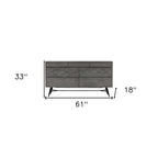 61" Gray Solid Wood Six Drawer Double Dresser