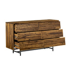 57" Brown and Black Solid Wood Six Drawer Double Dresser