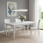 71" White Solid Wood Dining Table