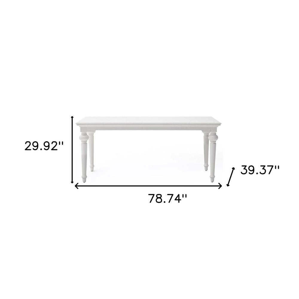 94" White Solid Wood Dining Table