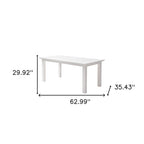 63" White Solid Wood Dining Table