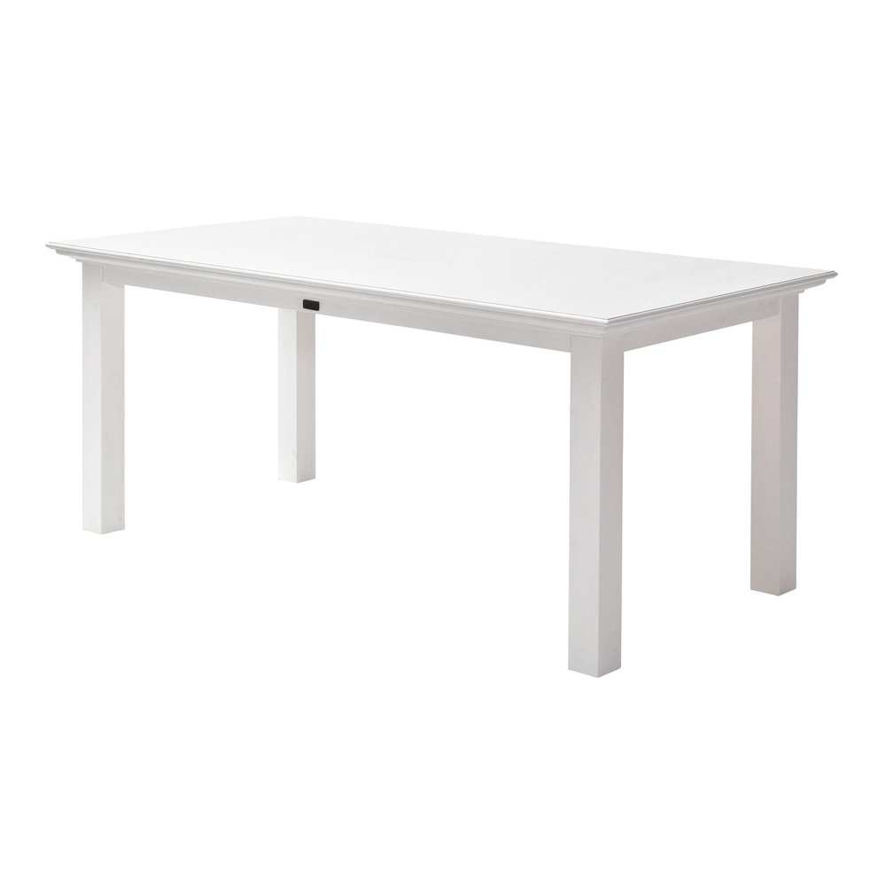 63" White Solid Wood Dining Table