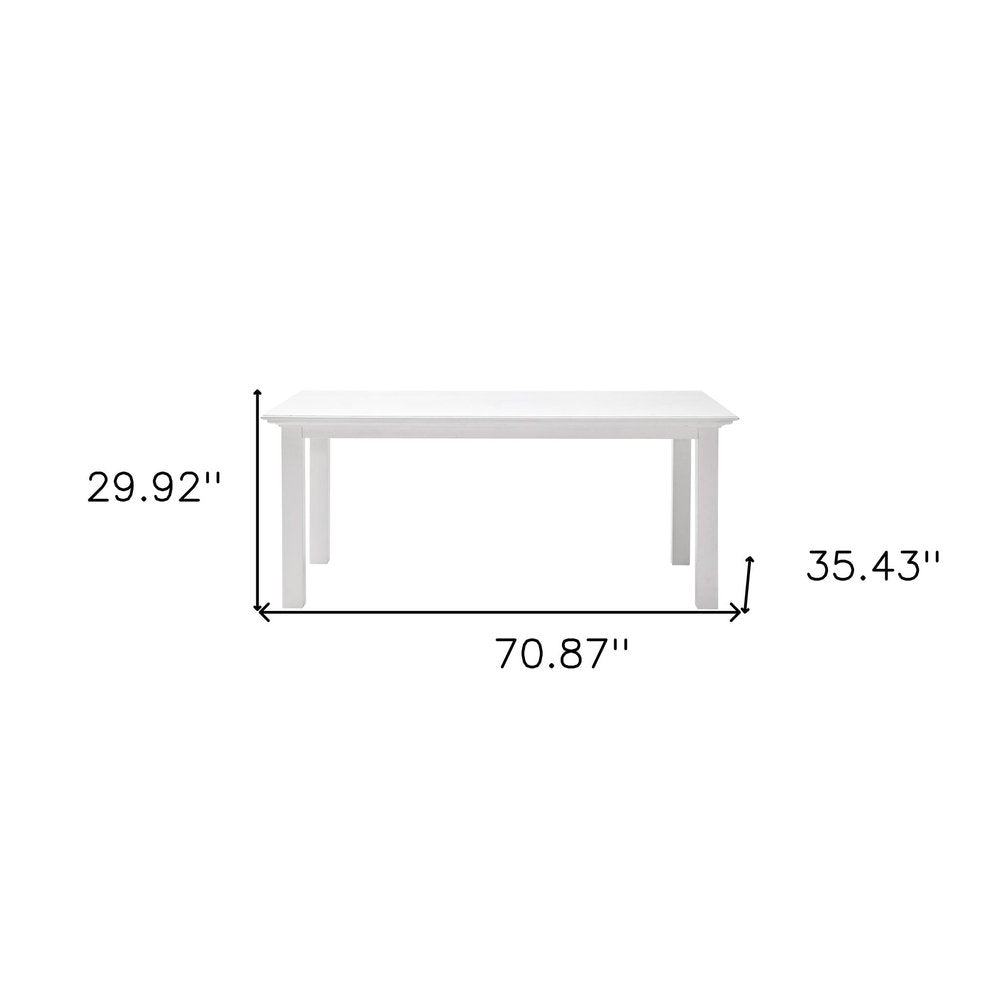 63" White Solid Wood Dining Table