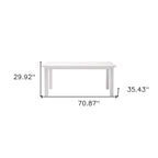 63" White Solid Wood Dining Table