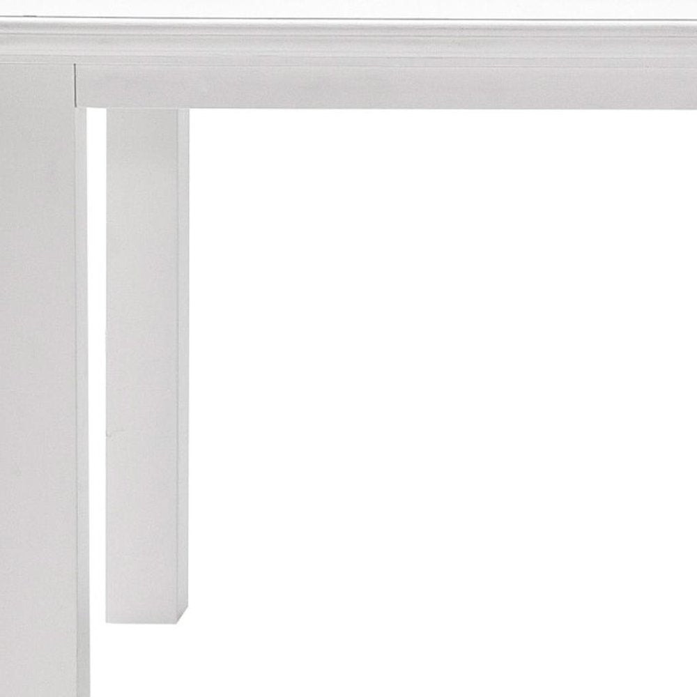 63" White Solid Wood Dining Table