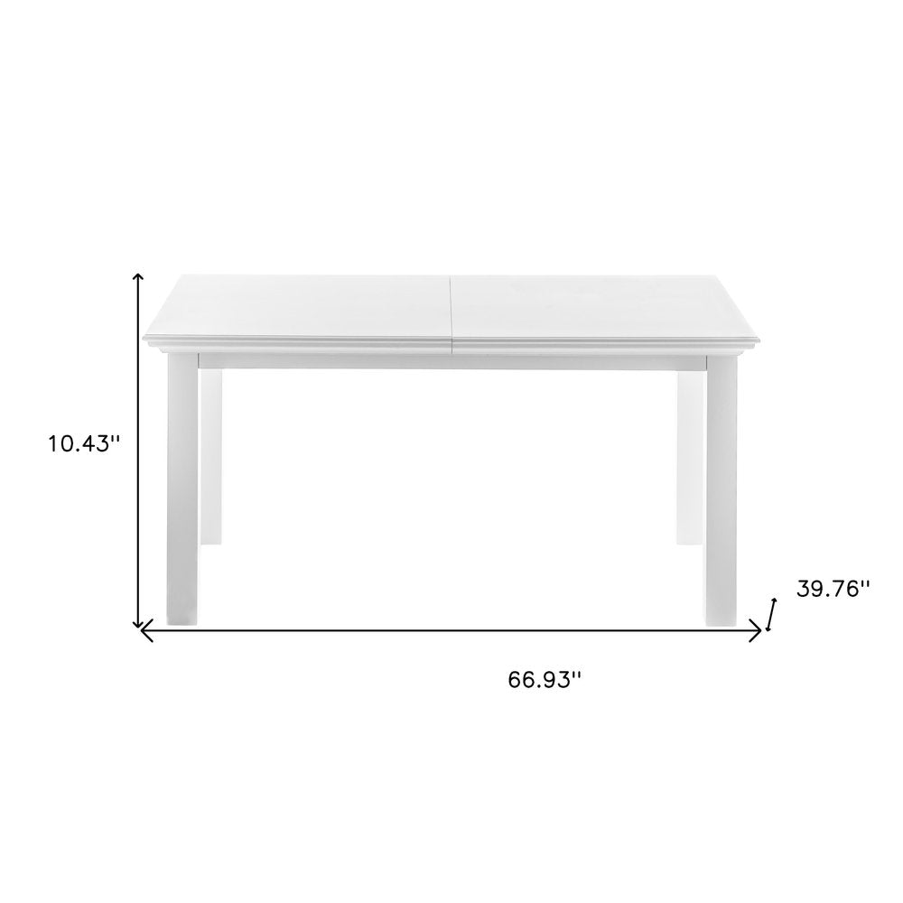 71" White Solid Wood Dining Table