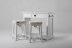 Three Piece White Solid Wood Dining Set with Two Chairs