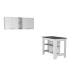 41" Dark Brown and White Wood Kitchen Island Set With Storage