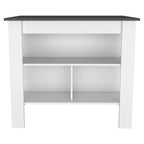 41" Dark Brown and White Wood Kitchen Island Set With Storage