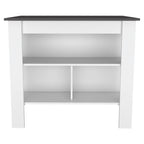 41" Dark Brown and White Wood Kitchen Island Set With Storage