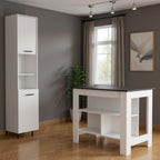 41" Dark Brown and White Wood Kitchen Island Set With Storage