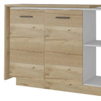 59" Natural White and Brown Wood Kitchen Island Set With Storage