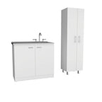 White 39" Kitchen Island Set