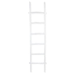 76" White Distressed Solid Wood Four Step Ladder Shelf