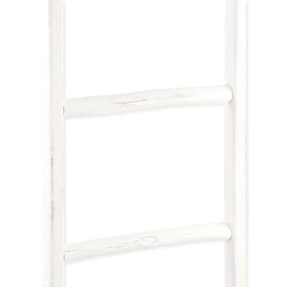 76" White Distressed Solid Wood Four Step Ladder Shelf