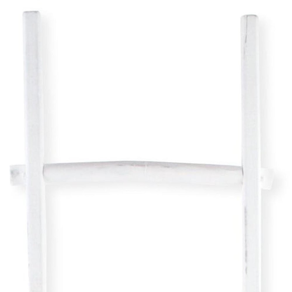 76" White Distressed Solid Wood Four Step Ladder Shelf