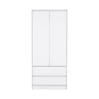71" White Wood Two Door Two Drawer Combo Dresser