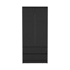 71" Black Wood Two Door Two Drawer Combo Dresser