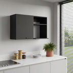 39" Black Wood Wall Mounted Accent Cabinet With Single Door