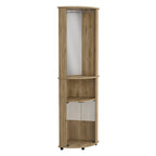 18" Light Brown Wood Corner Bar Cabinet With Two Doors