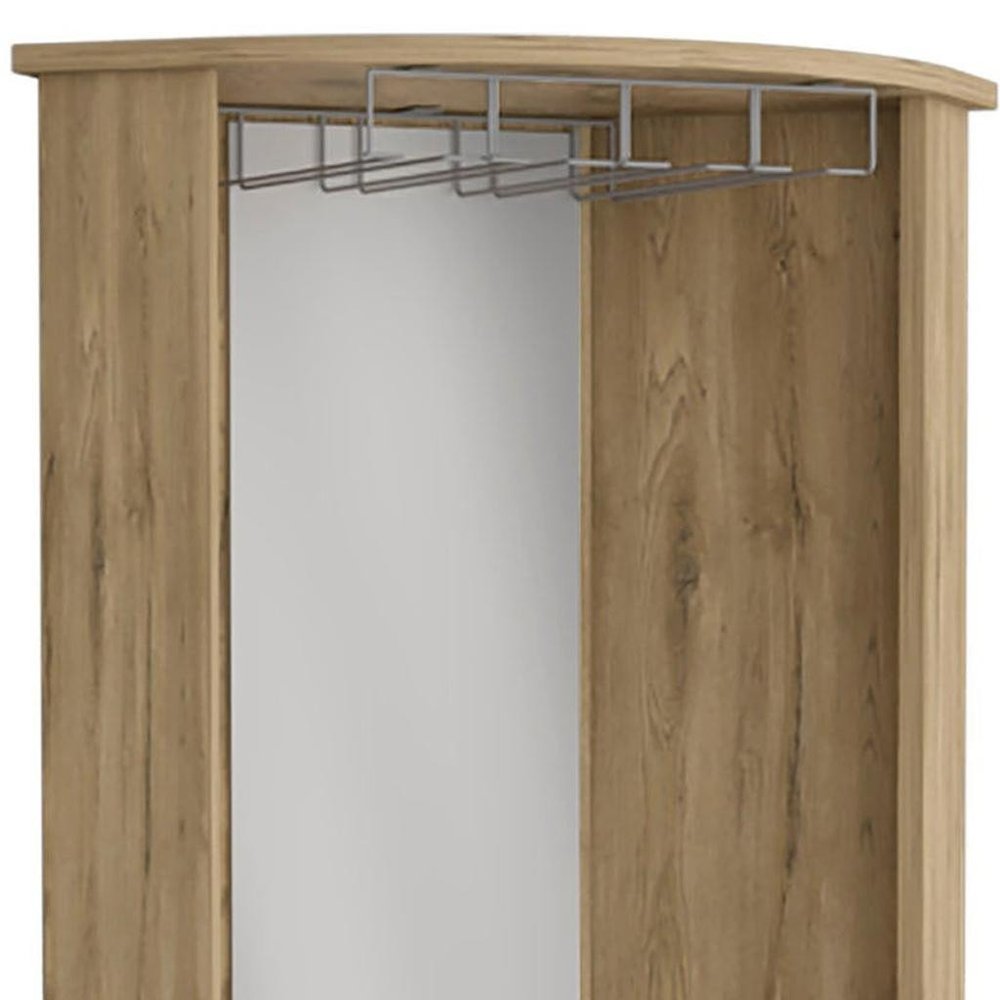 18" Light Brown Wood Corner Bar Cabinet With Two Doors