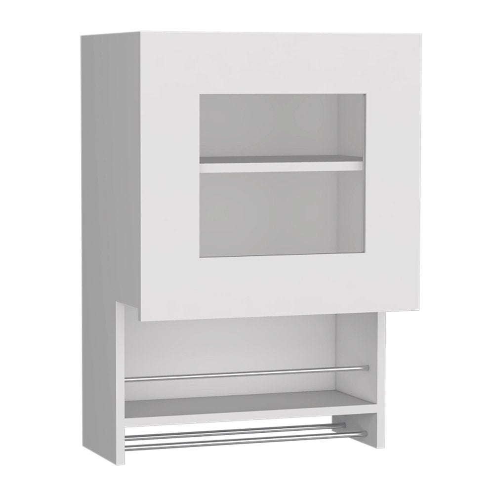 20" White Wood Wall Mounted China Cabinet With Single Door