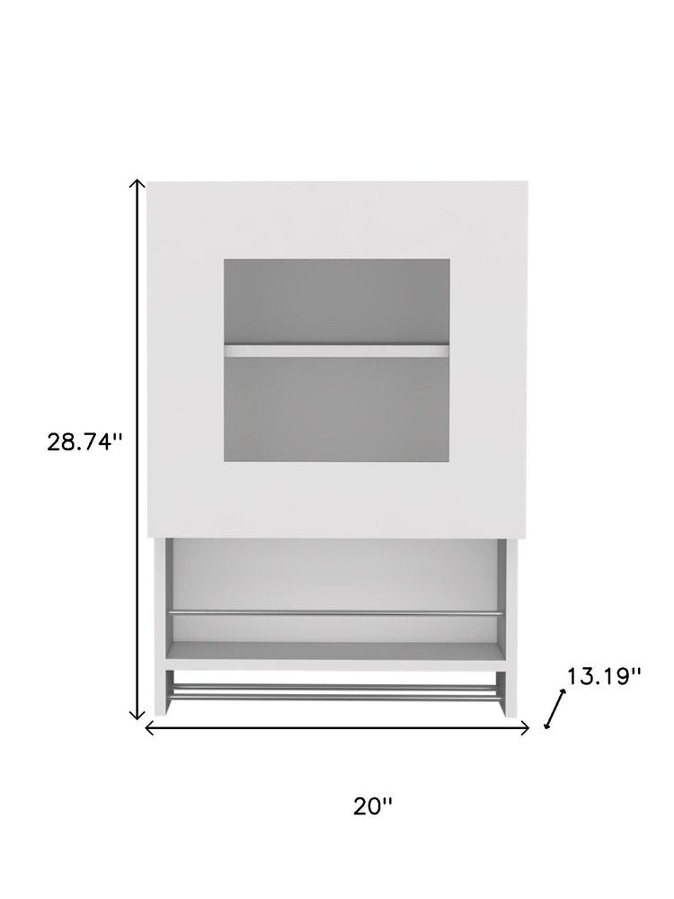20" White Wood Wall Mounted China Cabinet With Single Door