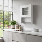 20" White Wood Wall Mounted China Cabinet With Single Door