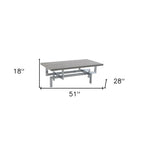 51" Gray And Silver Stainless Steel Coffee Table