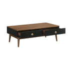 47" Brown And Black Coffee Table With Two Drawers