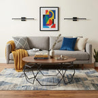 36" Brown And Black Solid Wood And Metal Round Coffee Table